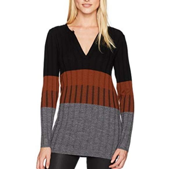 Pendleton Black Brown & Grey Stripe Knit Long Sleeve Top - Picture 1 of 6